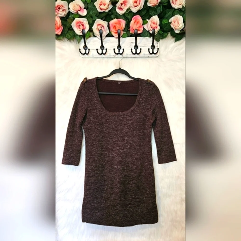 Vintage Warm Mocha Knit Mimi Sweater Dress/Tunic - Picture 2 of 7